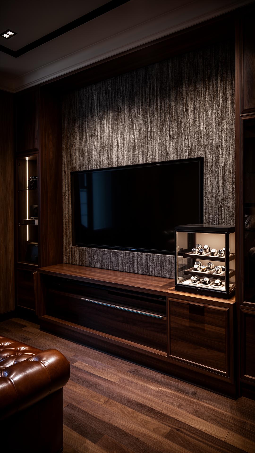 Vestidor masculino en madera de nogal con panel texturizado
